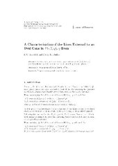 book A Characterisation of the Lines Externaltoan Oval Cone in PG(3,q), q Even