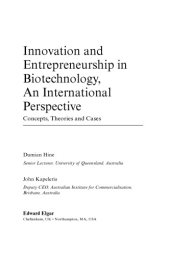 book Innovation and Entrepreneurship in Biotechnology, An International Perspective: Concepts Theories and Cases20071Damian Hine and John Kapeleris.Innovation and Entrepreneurship in Biotechnology, An International Perspective: Concepts Theories and Cases. Edw