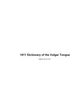 book 1811 dictionary of the vulgar tongue; a dictionary of buckish slang, university wit, and pickpocket eloquence