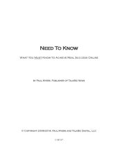 book Need To Know: What You Must Know to Achieve Real Success Online