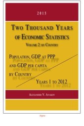 book Two Thousand Years of Economic Statistics, Years 1 - 2012: Population, GDP at PPP, and GDP Per Capita. Vol. 2, by Country