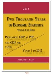 book Two Thousand Years of Economic Statistics, Years 1 - 2012: Population, GDP at PPP, and GDP Per Capita. Vol. 1, by Rank