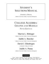 book Student's Solutions Manual for College Algebra: Graphs and Models