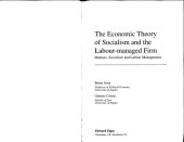 book The Economic Theory of Socialism and the Labour-Managed Firm