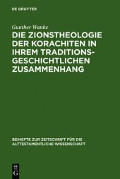 book Die Zionstheologie der Korachiten in ihrem traditionsgeschichtlichen Zusammenhang