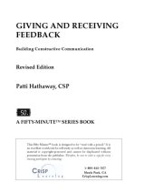 book Giving and receiving feedback : building constructive communication