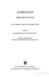 book Iamblichi, Protrepticus: Ad Fidem Codicis Florentini (German Edition)