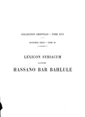 book Lexicon Syriacum auctore Hassan Bar Bahlule: Tomus Tertius. Introductio et Indices