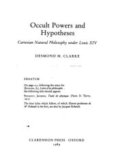 book Occult Powers and Hypotheses: Cartesian Natural Philosophy under Louis XIV