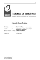 book Science of Synthesis: Houben-Weyl Methods of Molecular Transformations: Category 1: Organometallics ((As, Sb, Bi) and Silicon Compounds)