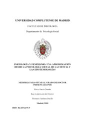 book Psicología y feminismo : una aproximación desde la psicología social de la ciencia y las epistemologías : memoria para optar al grado de doctor