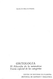 book Ontología. Filosofía de la naturaleza. Teoría especial de las categorías. Categorías dimensionales. Categorías cosmológicas