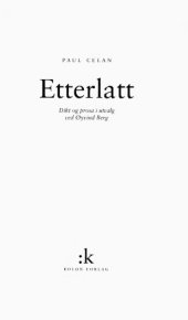 book Etterlatt : dikt og prosa i utvalg