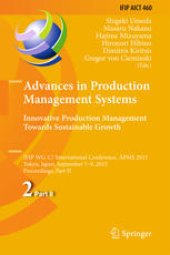 book Advances in Production Management Systems: Innovative Production Management Towards Sustainable Growth: IFIP WG 5.7 International Conference, APMS 2015, Tokyo, Japan, September 7-9, 2015, Proceedings, Part II