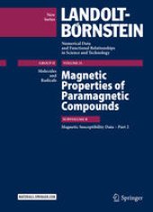 book Magnetic Properties of Paramagnetic Compounds: Subvolume B, Magnetic Susceptibility Data – Part 2