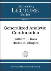 book Generalized analytic continuation