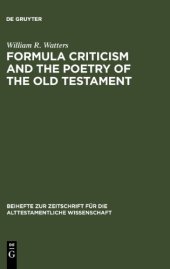 book Formula criticism and the poetry of the Old Testament