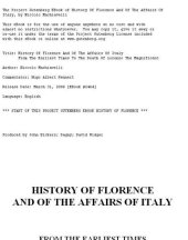 book History of Florence and of the Affairs of Italy