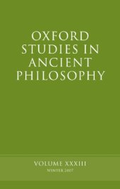 book Oxford Studies in Ancient Philosophy XXXIII