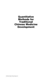 book Quantitative methods for traditional Chinese medicine development