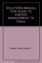 book Solutions manual for Guide to energy management, seventh edition