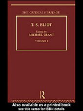 book T.S. Eliot. : Volume 2 the critical heritage