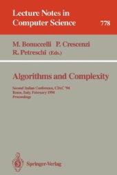 book Algorithms and Complexity: Second Italian Conference, CIAC '94 Rome, Italy, February 23–25, 1994 Proceedings