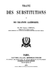 book Traite des substitutions et des equations algebriques