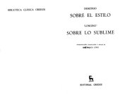 book Sobre el estilo / Sobre lo sublime / Longino ; introducción, traducción y notas de José García López