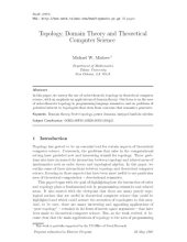 book Topology, Domain Theory and Theoretical Computer Science