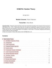 book ECM3704: Number Theory [Lecture notes]