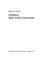 book Johdatus lapin kielen historiaan