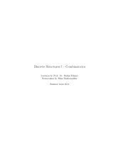 book Discrete Structures I -- Combinatorics [Lecture notes]