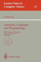 book Automata, Languages and Programming: 19th International Colloquium Wien, Austria, July 13–17, 1992 Proceedings