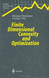 book Finite Dimensional Convexity and Optimization