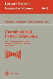 book Combinatorial Pattern Matching: 5th Annual Symposium, CPM 94 Asilomar, CA, USA, June 5–8, 1994 Proceedings