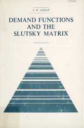 book Demand Functions and the Slutsky Matrix. (PSME-7)