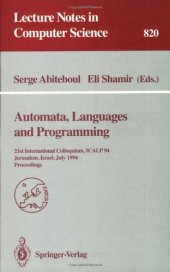 book Automata, Languages and Programming: 21st International Colloquium, ICALP 94 Jerusalem, Israel, July 11–14, 1994 Proceedings