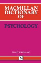 book Macmillan Dictionary of Psychology