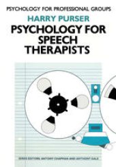 book Psychology for Speech Therapists