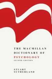 book The Macmillan Dictionary of Psychology