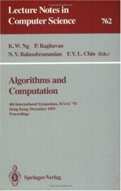 book Algorithms and Computation: 4th International Symposium, ISAAC '93 Hong Kong, December 15–17, 1993 Proceedings