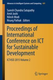 book Proceedings of International Conference on ICT for Sustainable Development: ICT4SD 2015 Volume 2