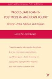 book Procedural Form in Postmodern American Poetry: Berrigan, Antin, Silliman, and Hejinian