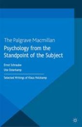 book Psychology from the Standpoint of the Subject: Selected Writings of Klaus Holzkamp