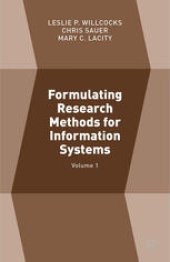 book Formulating Research Methods for Information Systems: Volume 1