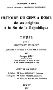 book L’histoire du cens jusqu’a la fin de la republique Romaine