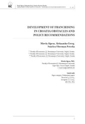 book DEVELOPMENT OF FRANCHISING IN CROATIA OBSTACLES AND POLICY RECOMMENDATIONS