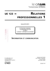 book UE 123 Relations professionnelles Série 1