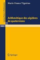 book Arithmétique des Algèbres de quaternions